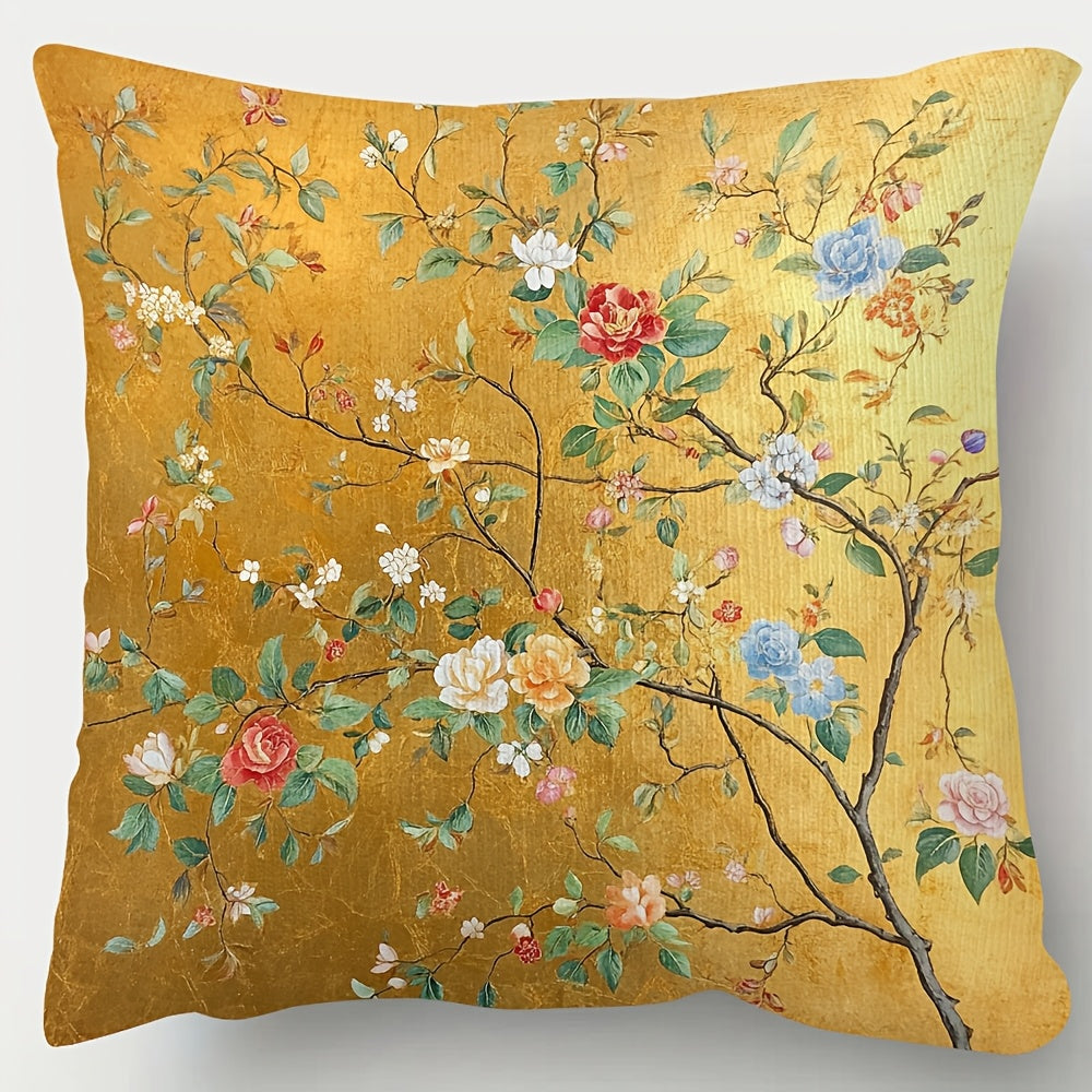 غطاء وسادة بنمط زهور صيني